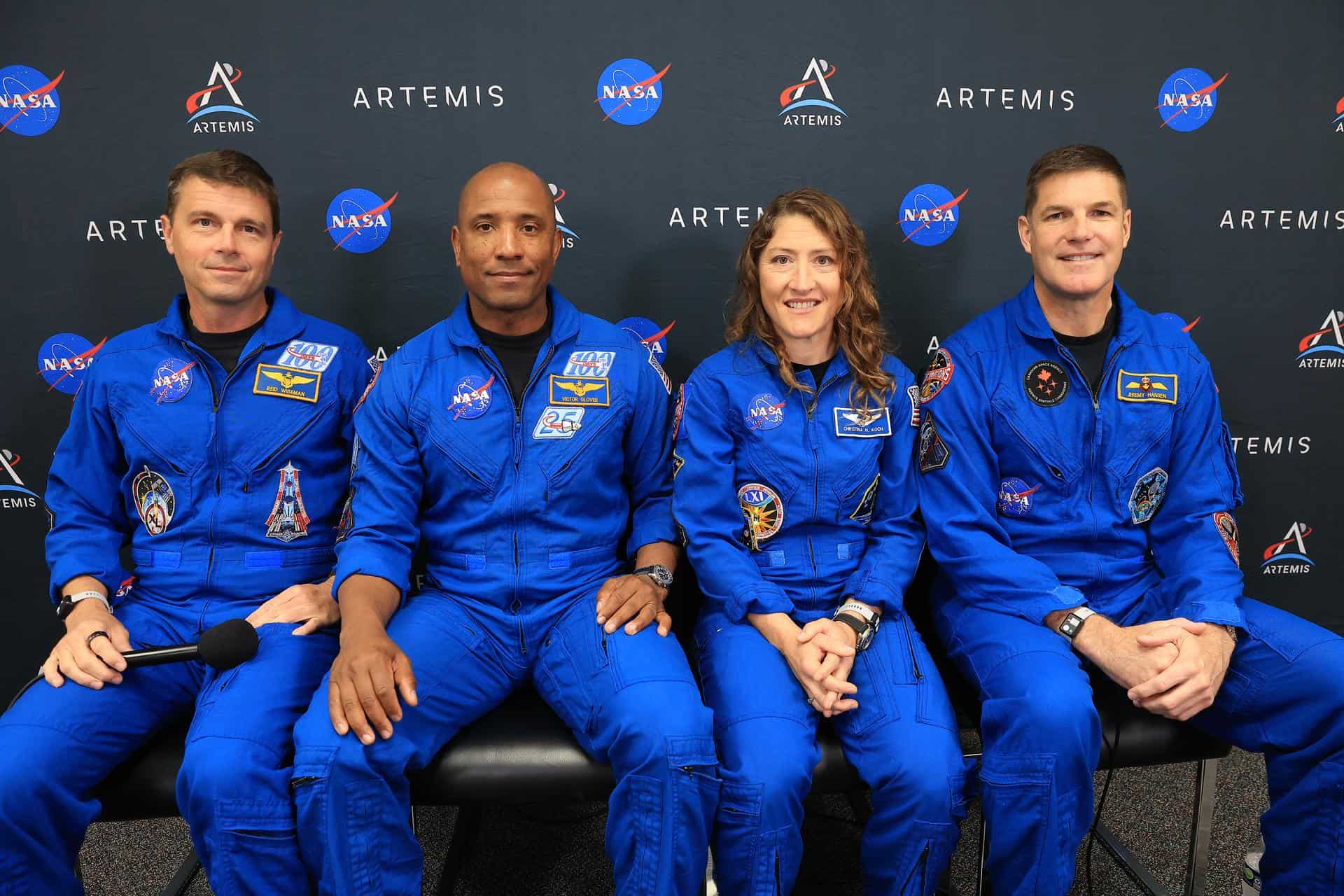 The Artemis II crew — Jeremy Hansen, Christina Koch, Victor Glover, and Reid Wiseman — at Kennedy Space Center
